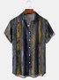Mens Wood Striped Front Buttons Soft Breathable Chest Pocket Casual Hawaiian Shirts