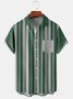 Mens Striped Print Front Buttons Soft Breathable Chest Pocket Casual Aloha Shirts