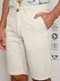 Cotton And Linen Plain Casual Shorts