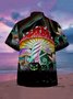 Men's Hippie Culture Print Casual Fabric Lapel Short Sleeve Hawaiian Shirt