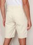 Cotton And Linen Plain Casual Shorts