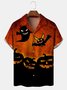 Men's Halloween Printed Casual Fabric Lapel Short Sleeve Hawaiian Shirt