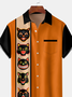 Mens Funky Halloween Print Front Buttons Soft Breathable Chest Pocket Casual Aloha Shirt
