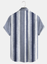 Cotton and linen style American casual basic all-match geometric striped linen shirt