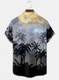 Holiday Style Hawaii Series Gradient Landscape Plant Coconut Tree Element Pattern Lapel Short-Sleeved Chest Pocket Shirt Printed Top