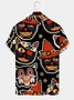 Mens Halloween Cats Print Front Buttons Soft Breathable Loose Casual Hawaiian Shirts