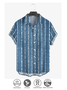 Cotton and linen style American casual basic all-match geometric striped linen shirt