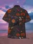 Men's Halloween Printed Casual Fabric Lapel Short Sleeve Hawaiian Shirt