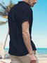Men's Plain Lapel Cotton Linen Short Sleeve Henley Shirt