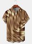 Mens Gold 3D Printed Casual Hawaiian Short Sleeve Shirt