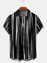 Men's Vintage Striped Print Casual Breathable Hawaiian Short Sleeve Shirt