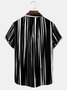 Men's Vintage Striped Print Casual Breathable Hawaiian Short Sleeve Shirt