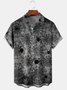 Men's Halloween Animal Print Casual Short Sleeve Hawaiian Shirt with Chest Pocket