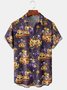 Men's Halloween Skull Print Casual Short Sleeve Hawaiian Shirt with Chest Pocket