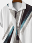 Geometric stripe cotton casual shirts with short sleeves
