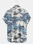 Cotton Linen Style Painting Abstract Print Lapel Cozy Linen Shirt