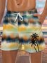 Men's Coconut Tree Element Graphic Print Casual Vacation Beach Shorts