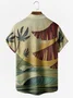 Men's Ocean Coconut Print Anti-Wrinkle Moisture Wicking Fabric Fashion Hawaiian Lapel Short Sleeve Shirts