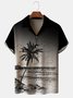 Men's Coconut Tree Print Anti-Wrinkle Moisture Wicking Fabric Fashion Hawaiian Lapel Short Sleeve Shirts