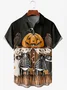 Men's Halloween Print Anti-Wrinkle Moisture Wicking Fabric Fashion Hawaiian Lapel Short Sleeve Shirts