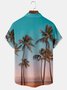 Mens Coconut Tree Print Front Buttons Soft Breathable Chest Pocket Casual Hawaiian Shirts