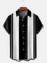 Mens 50s Geo Print Front Buttons Soft Breathable Chest Pocket Casual Bowling Shirts