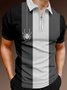 Casual Festive Collection Geometric Striped Halloween Spider Pattern Lapel Short Sleeve Polo Print Top