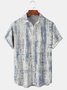 Mens Art Wood Print Front Buttons Soft Breathable Chest Pocket Casual Hawaiian Shirt