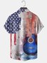 Men's American Flag and Guitar Graphic Print Short Sleeve Shirt
