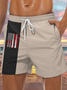 Men's American Flag Baseball Element Print Casual Vacation Beach Shorts