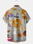 Mens Retro Halloween Print Front Buttons Soft Breathable Chest Pocket Casual Hawaiian Shirts