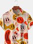 Mens Funky Smile Print Front Buttons Soft Breathable Chest Pocket Casual Hawaiian Shirts