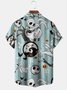 Mens Halloween Print Front Buttons Soft Breathable Chest Pocket Casual Hawaiian Shirts