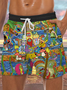 Men's Music Element Graphic Print Casual Vacation Beach Shorts