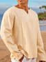 Men's Cotton Comfortable Casual Solid Color Pullover Long Sleeve