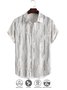 Cotton Linen Geometric Print Casual Short Sleeve Shirt