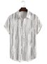 Cotton Linen Geometric Print Casual Short Sleeve Shirt