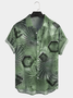 Cotton Linen Style Geometric Striped Print Lapel Cozy Linen Shirt