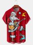 Men's Santa Print Casual Short Sleeve Shirt with Breast Pocket