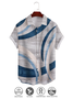 Cotton Linen Style Geometric Divided Abstract Print Men's Cotton Linen Short Sleeve Shirt