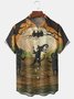 Men's Halloween Print Short Sleeve Hawaiian Shirt with Chest Pocket