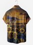 Men's Sunflower Floral Print Moisture Wicking Fabric Fashion Lapel Short Sleeve Shirts