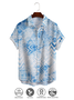 Cotton Linen Style Geometric Gradient Abstract Print Men's Cotton Linen Short Sleeve Shirt