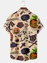Men's Halloween Pumpkin and Ghost Print Casual Breathable Short Sleeve Shirt
