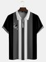 Casual Art Collection Mid-Century Geometric Stripe Color Block Pattern Lapel Short Sleeve Polo Print Top