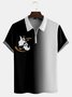 Casual Festive Collection Gradient Halloween Ghost Element Pattern Lapel Short Sleeve Polo Print Top