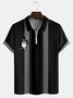 Casual Festive Collection Geometric Striped Halloween Ghost Pattern Lapel Short Sleeve Polo Print Top