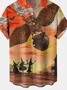 Men's Halloween Print Short Sleeve Hawaiian Shirt with Chest Pocket