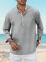 Men's Linen Loose Solid Color Long Sleeve Stand Collar Shirt