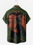 Men's Halloween Witch Pumpkin Print Moisture Wicking Fabric Fashion Lapel Short Sleeve Shirt
